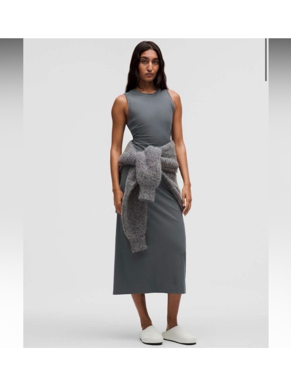 Sleeveless Lululemon All Aligned Ribbed Okl Grey Midi Dress Sz 6